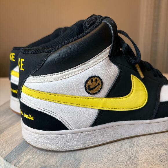 Nike Court Vision Mid Men's Black Yellow "Go the Extra Smile" Sneakers Size 11 - Picture 6 of 10